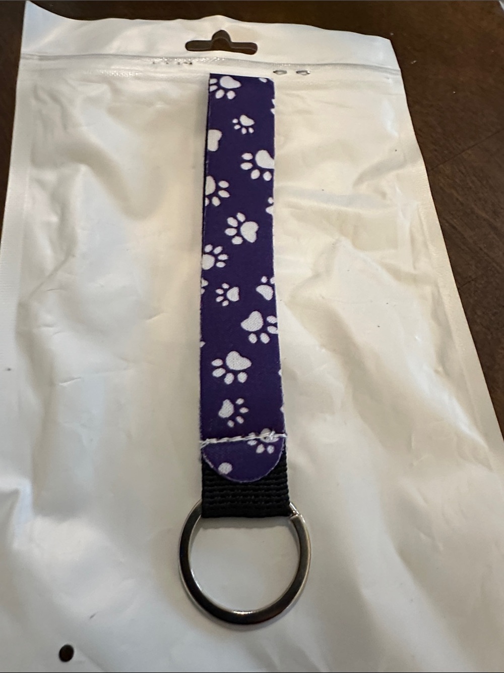 Purple Paw Print Key Fob Wristlet